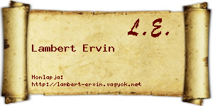 Lambert Ervin névjegykártya